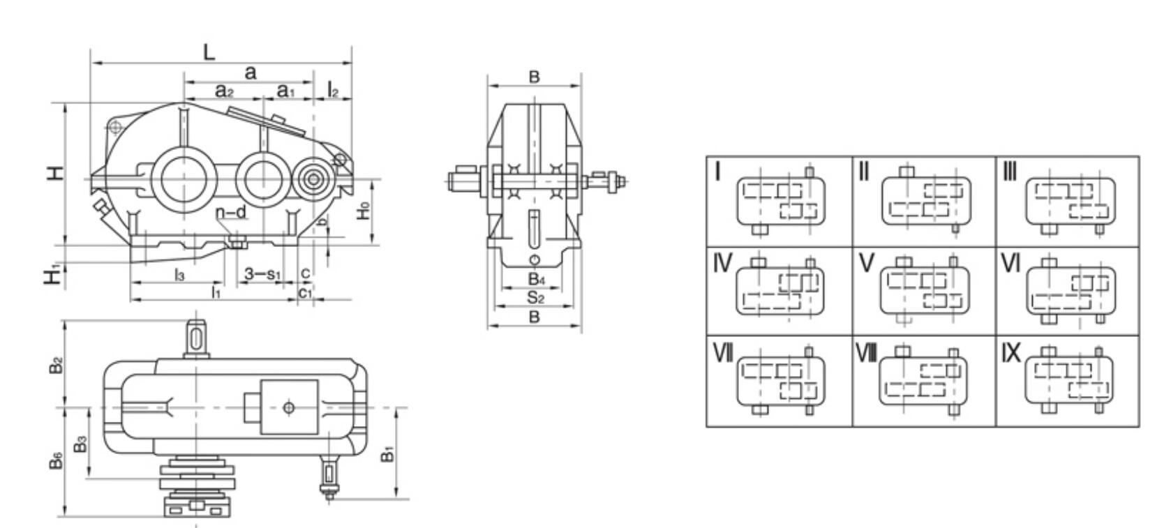 ZQ减速机外形尺寸图